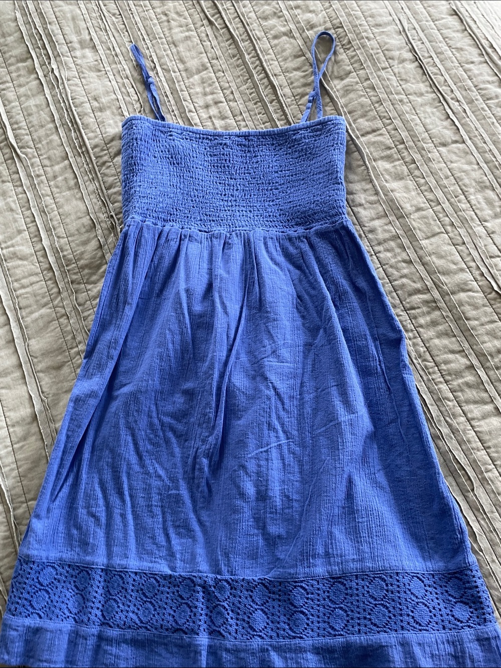 GAP Blue Smocked Bodice Spaghetti-Strap Dress